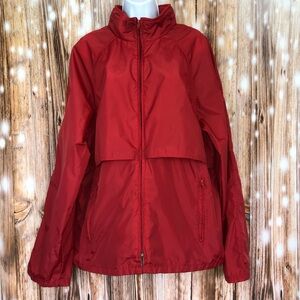 Eddie Bauer Red Vintage Rain Coat Windbreaker w/Hidden Hood